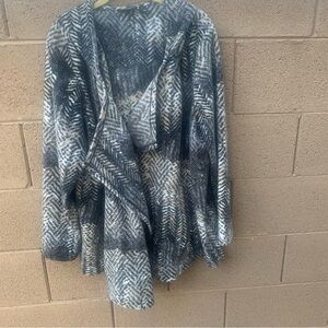 SUSAN GRAVER WEEKENDER Fleece Hoodie Jacket Size XL Grey-Tan-White-Black Pockets